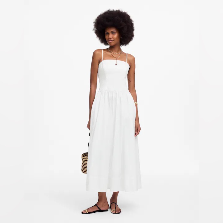 Madewell Poplin Seamed Maxi Dress